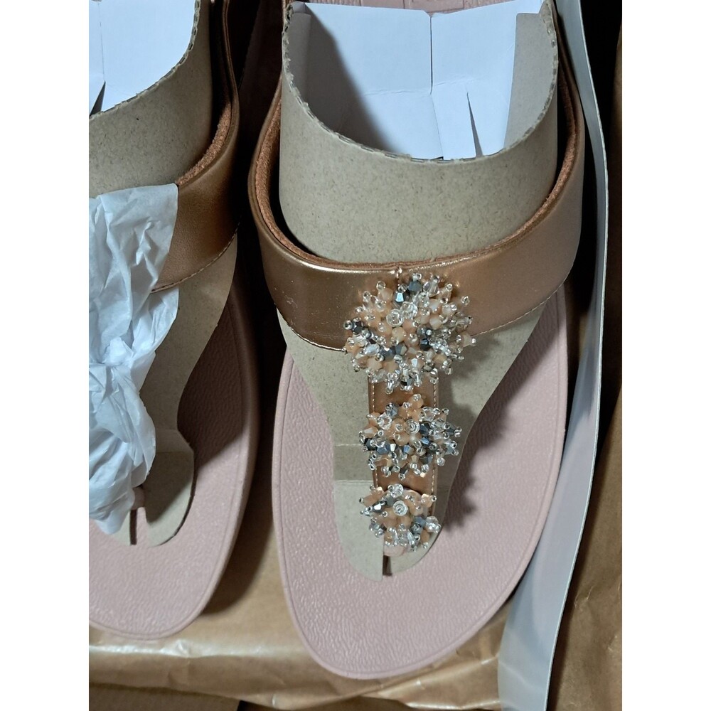 FitFlop Galaxy  Toe-Thong Slip Sandals Wedge Rose Gold US 10 EUR 41 NIB - Picture 6 of 16